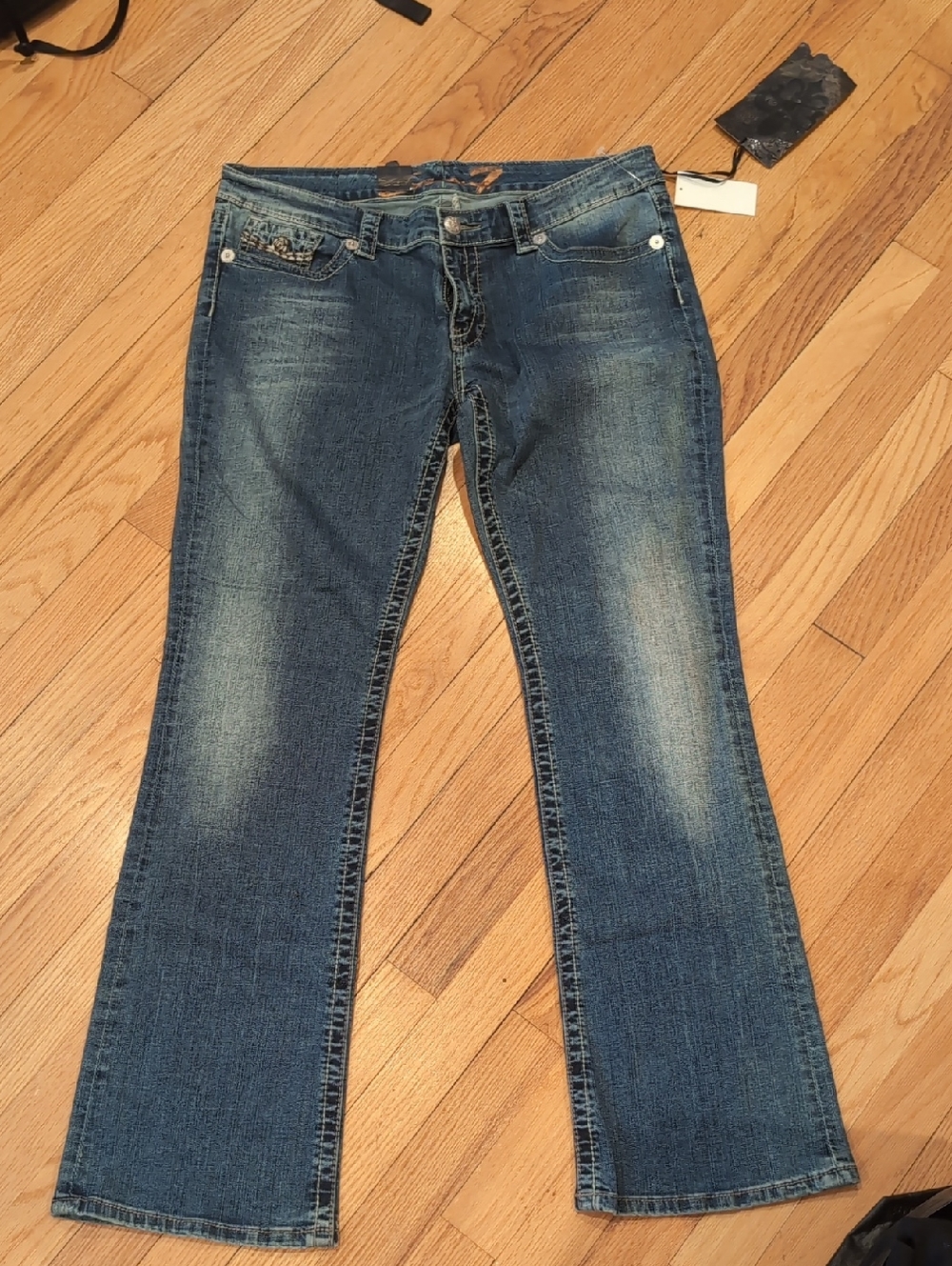 Seven7 Women's Washed Blue Flare Jeans
